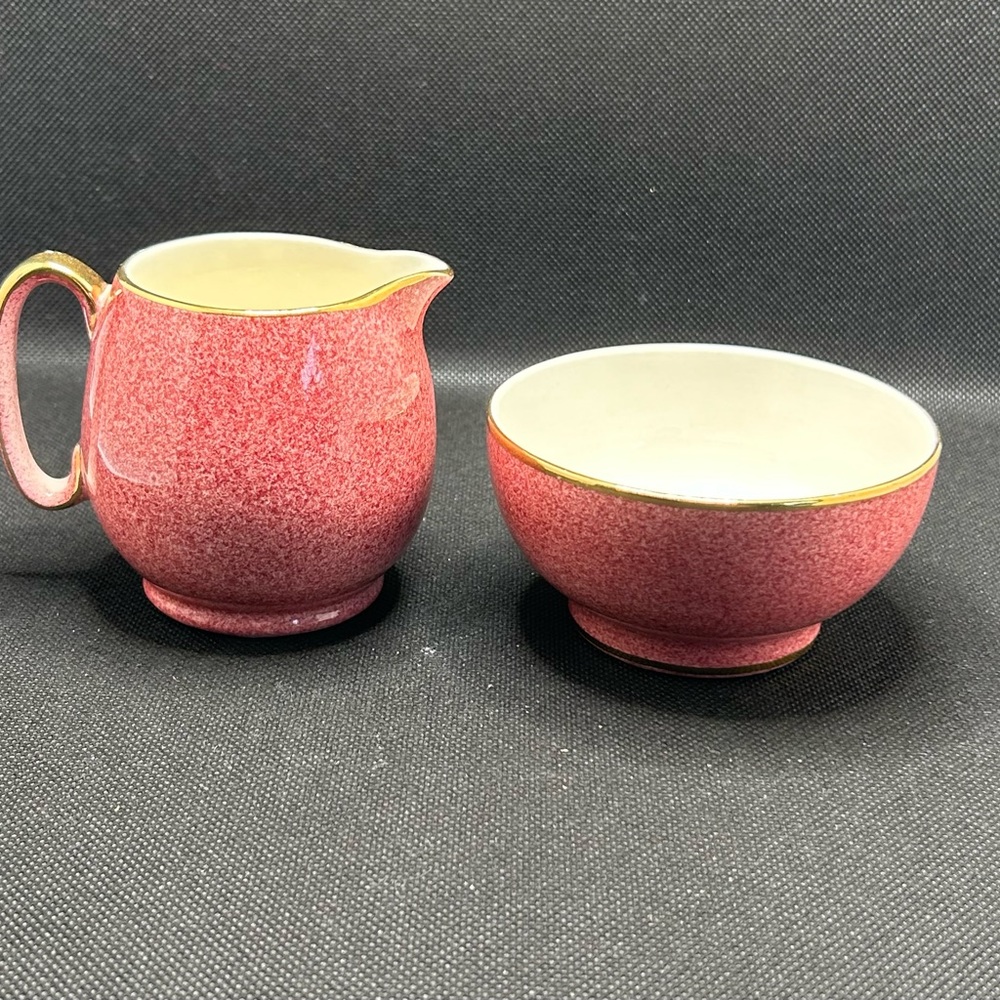 Antique Mottled Pink 1930’s Creamer & Sugar by Royal Winton Grimwades